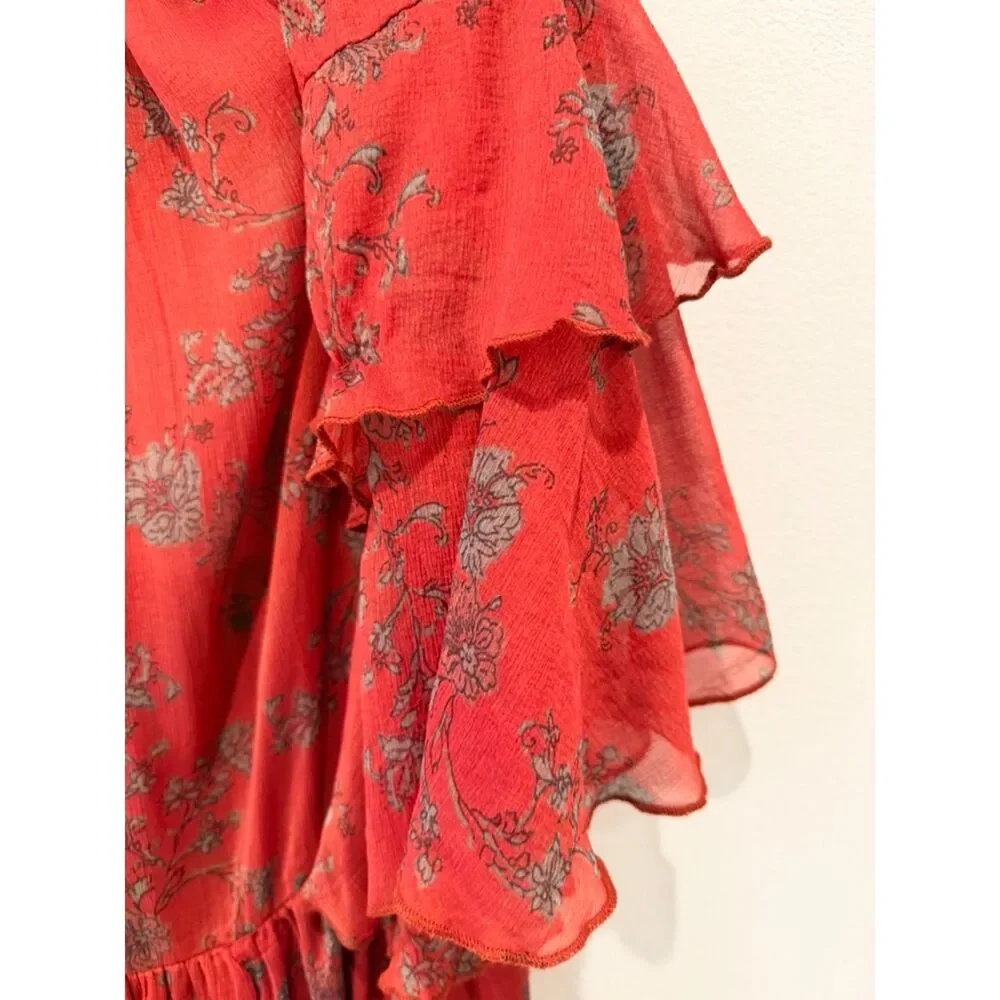 Free People Sunsetter Floral Ruffle Mini Dress